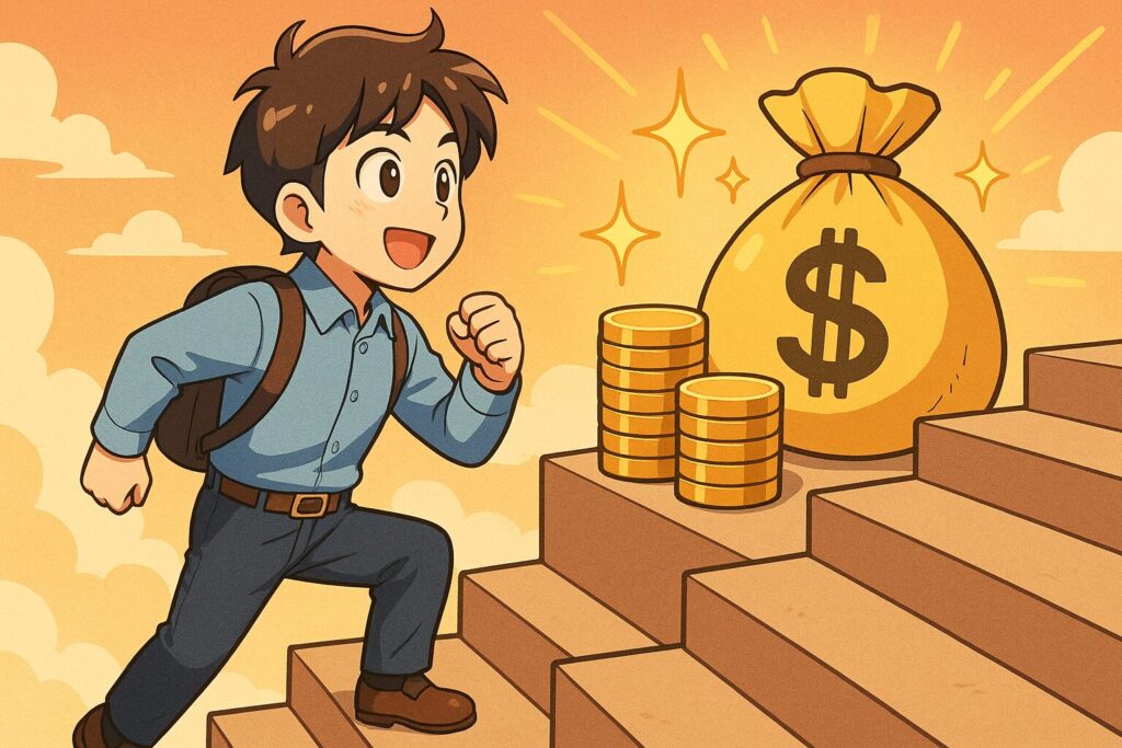 お金持ちへの第一歩のイメージイラスト